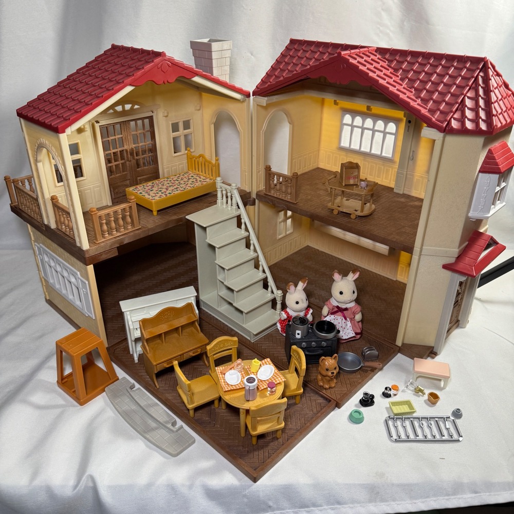 Calico Critters Red Roof Country Home Playset with Furniture Figures Accessories